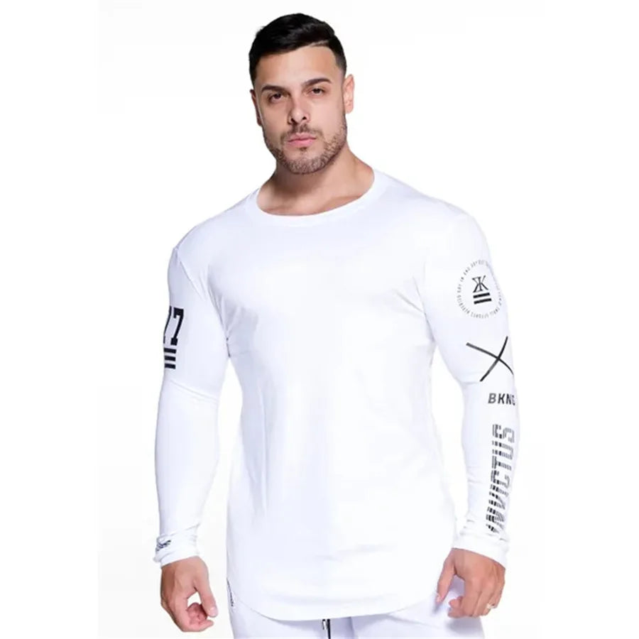 Gym Fitness Quick Dry Shirt Men Running Sport Long Sleeves T-shirt Trackwear Tee Tops Autumn Male Bodybuilding Training Clothing