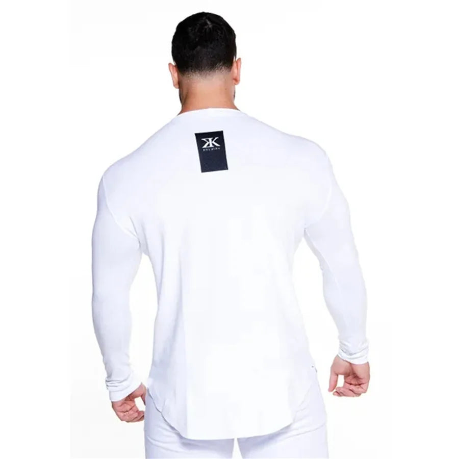 Gym Fitness Quick Dry Shirt Men Running Sport Long Sleeves T-shirt Trackwear Tee Tops Autumn Male Bodybuilding Training Clothing