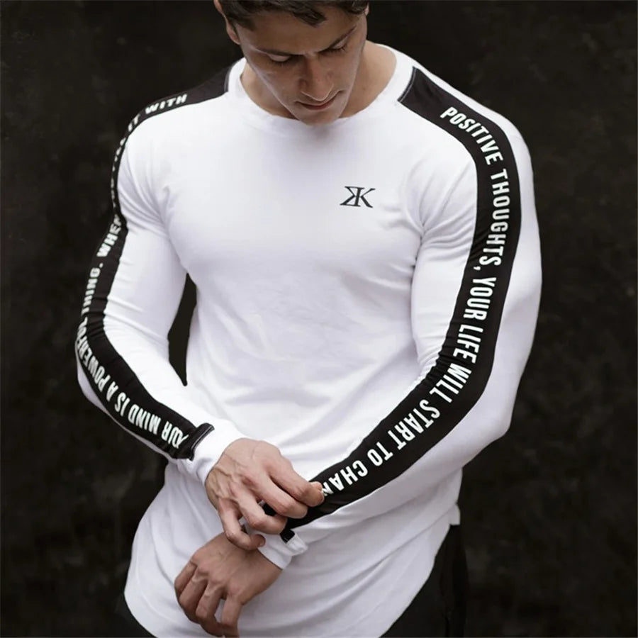 Gym Fitness Quick Dry Shirt Men Running Sport Long Sleeves T-shirt Trackwear Tee Tops Autumn Male Bodybuilding Training Clothing